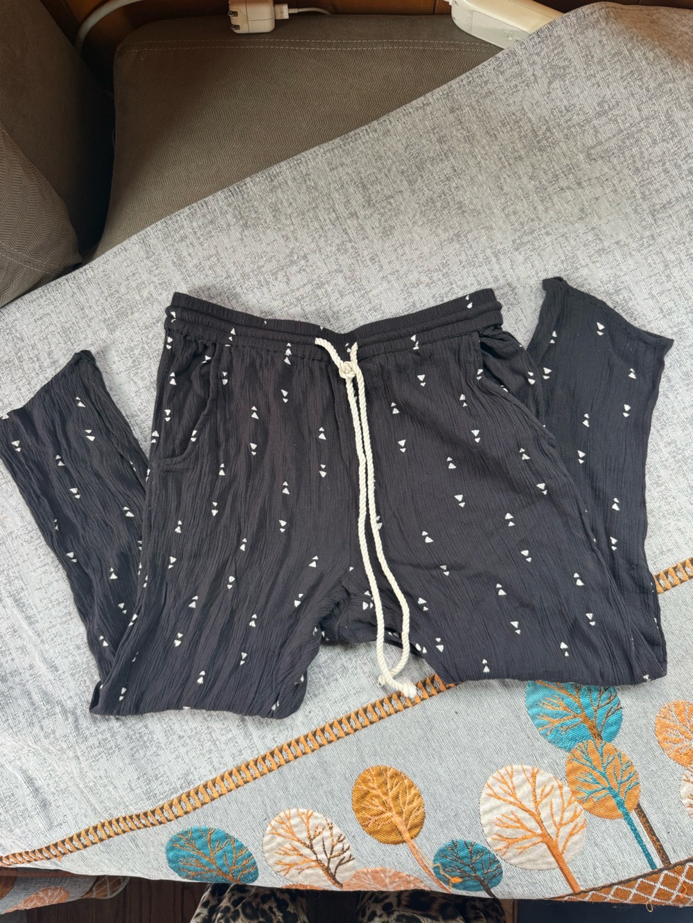 Billabong Black Jogger Pants with Cream Drawstring and White Print